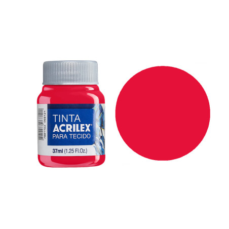 Tinta para Tecido Fosca - Acrilex - 37 ml - Vermelho Natal