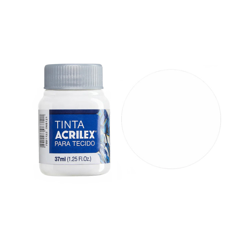 Tinta para Tecido Fosca - Acrilex - 37 ml - Branco