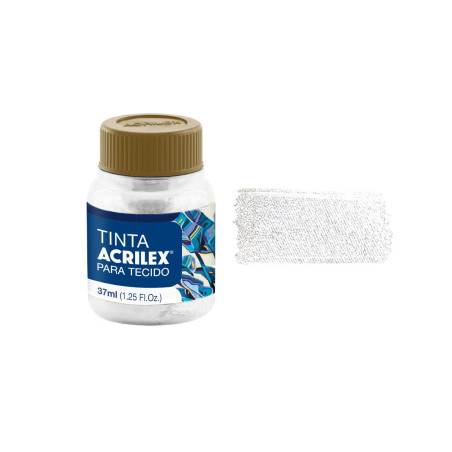 Tinta para Tecido Metálica - Acrilex - 37 ml - Branco Metálico