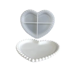 Molde Silicone - Bandeja Coração com Borda Bolinhas