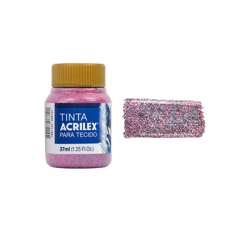 Tinta para Tecido Glitter - Acrilex - 37 ml - Vermelho
