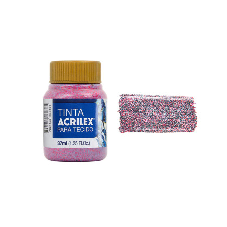 Tinta para Tecido Glitter - Acrilex - 37 ml - Vermelho