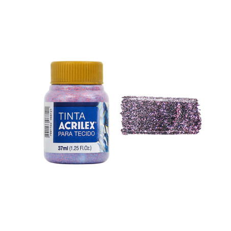 Tinta para Tecido Glitter - Acrilex - 37 ml - Rose