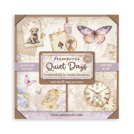 Bloco Papel Scrapbook - Quiet Days - Stamperia - 20x20cm