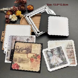 Cortantes - Mini Álbum Encadernação Argolas - Quadrado com Bordas Rendadas