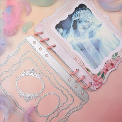 Cortantes - Mini Álbum Encadernação Argolas - Retangular com Bordas Elegantes