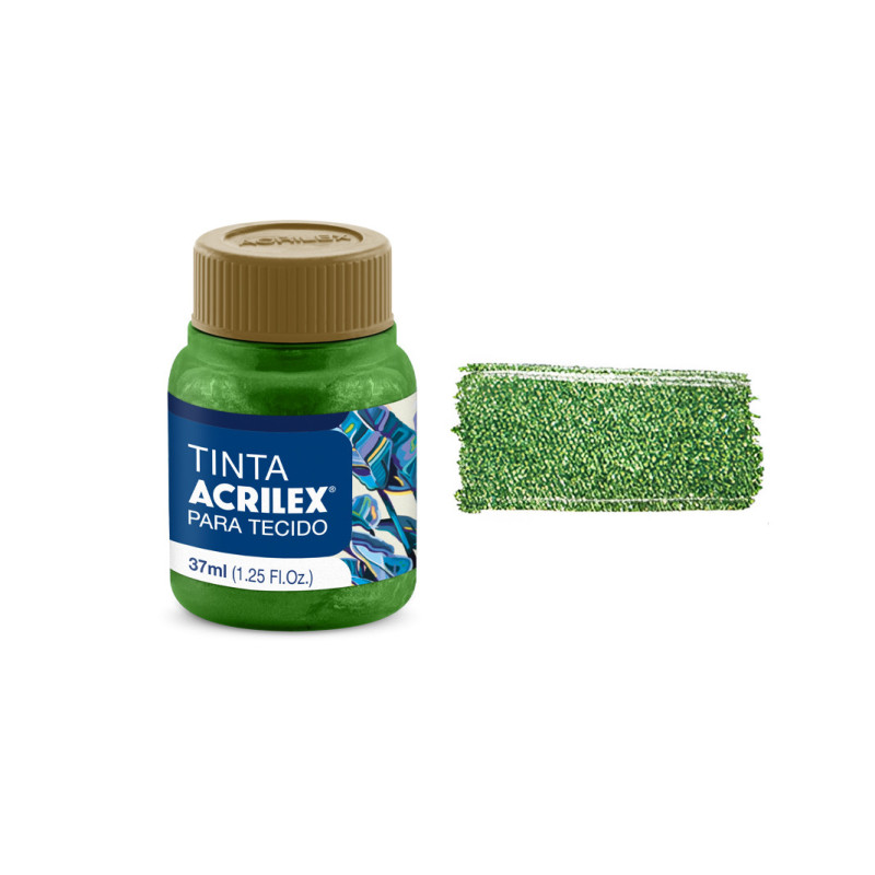 Tinta para Tecido Metálica - Acrilex - 37 ml - Verde Musgo