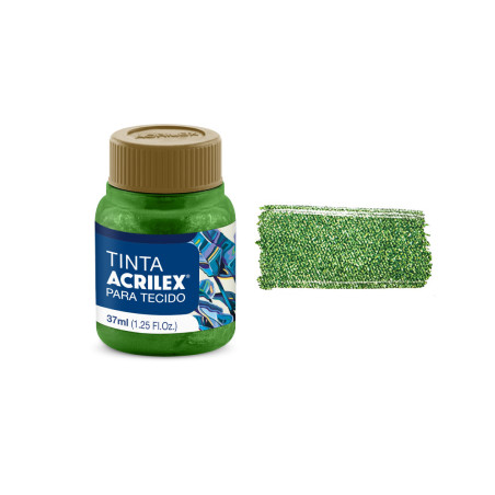 Tinta para Tecido Metálica - Acrilex - 37 ml - Verde Musgo