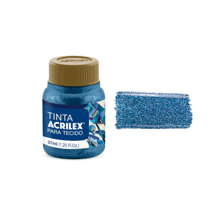 Tinta para Tecido Metálica - Acrilex - 37 ml - Azul Mar