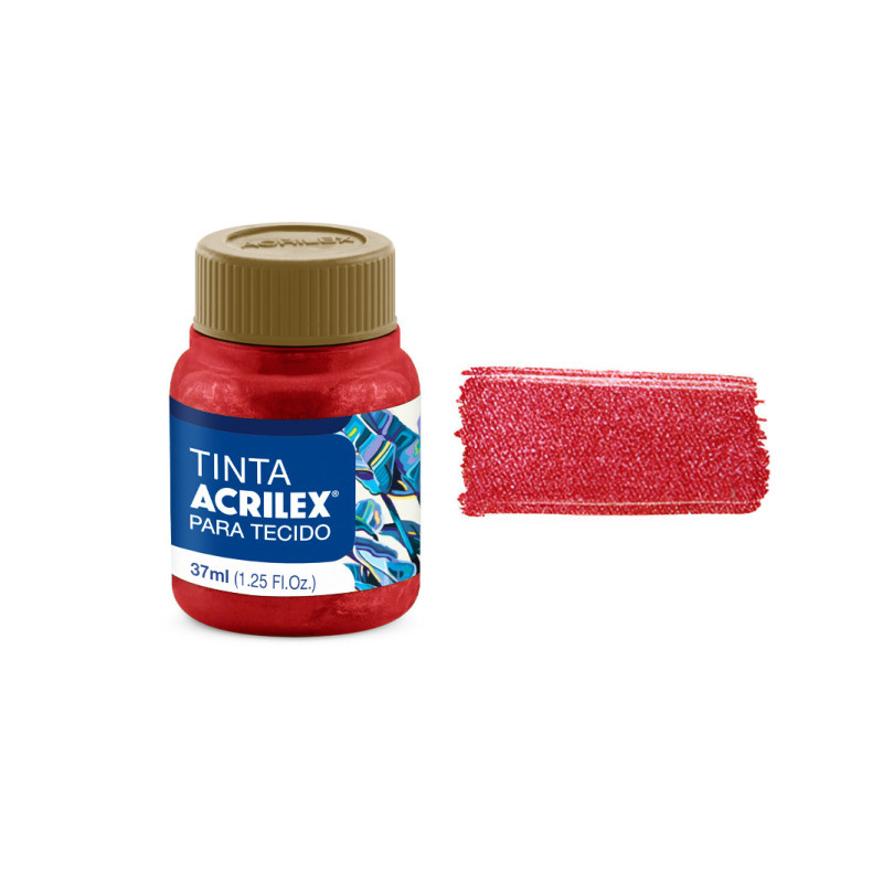 Tinta para Tecido Metálica - Acrilex - 37 ml - Vermelho