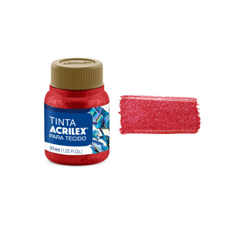 Tinta para Tecido Metálica - Acrilex - 37 ml - Vermelho