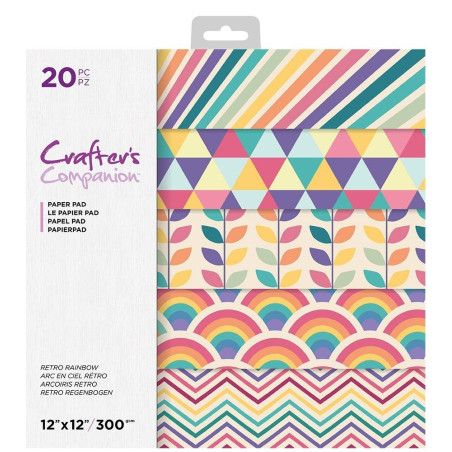 Bloco Papel Scrapbook - Retro Rainbow - Crafter's Companion - 30x30cm