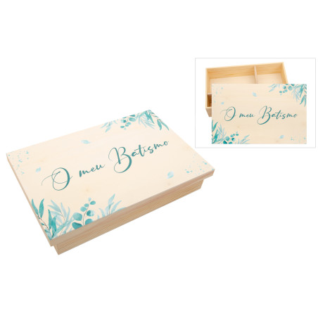 Caixa para Batizado em Pinho - Menino