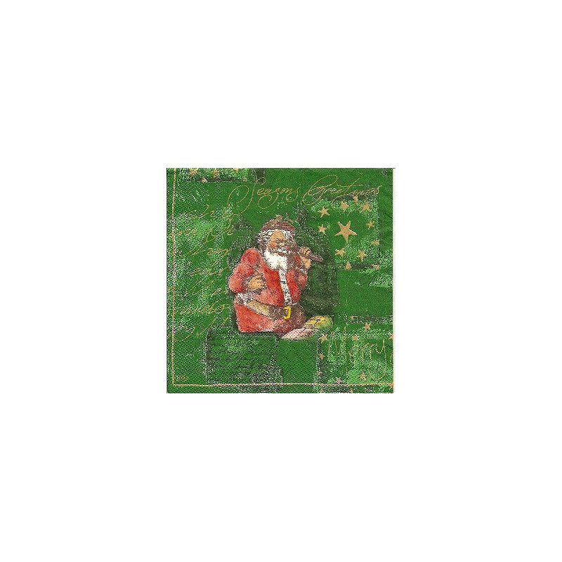 Guardanapo Decorativo para Decoupage - Pai Natal - fundo verde