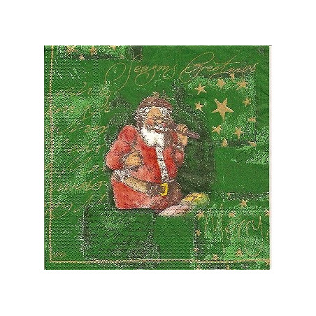 Guardanapo Decorativo para Decoupage - Pai Natal - fundo verde