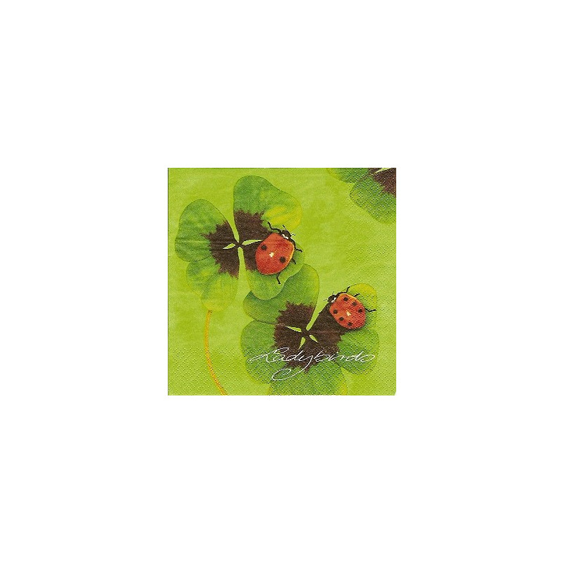 Guardanapo Decorativo para Decoupage - Ladybirds e Trevos verde