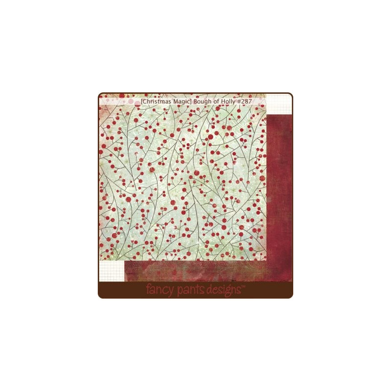 Papel Decorado Scrapbook - Fancy Pants - Christmas Magic - Bough of Holly - 30x30 cm