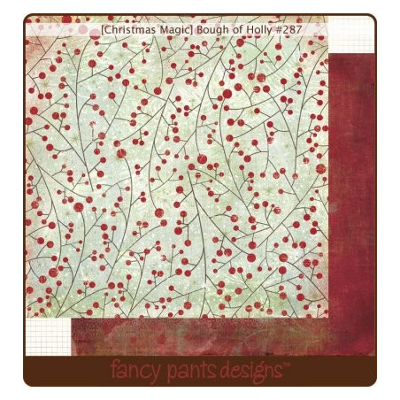 Papel Decorado Scrapbook - Fancy Pants - Christmas Magic - Bough of Holly - 30x30 cm
