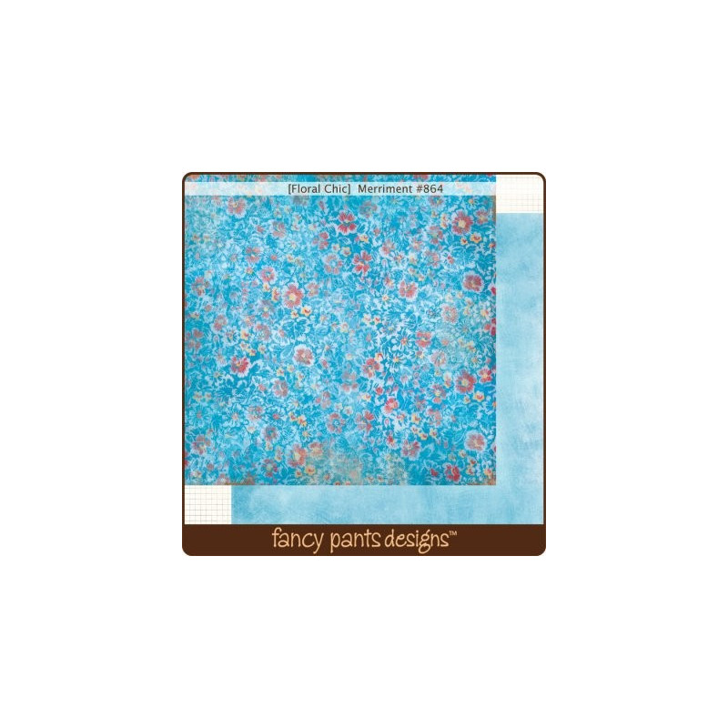 Papel Decorado Scrapbook - Fancy Pants - Floral Chic - Merriment - 30x30 cm