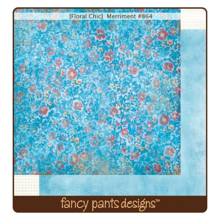 Papel Decorado Scrapbook - Fancy Pants - Floral Chic - Merriment - 30x30 cm