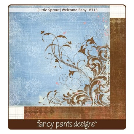 Papel Decorado Scrapbook - Fancy Pants - Little Sprout - Welcome Baby - 30x30 cm