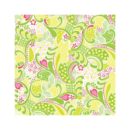 Papel Decorado Scrapbook - K&Company - BRS - Heart Vines Glitter - 30x30 cm
