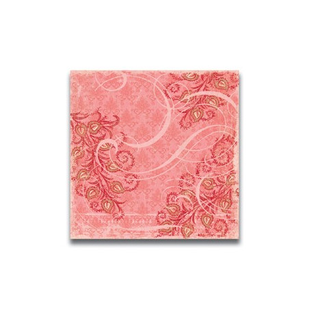 Papel Decorado Scrapbook - K&Company - Hannah Red Garden Swirls - 30x30 cm