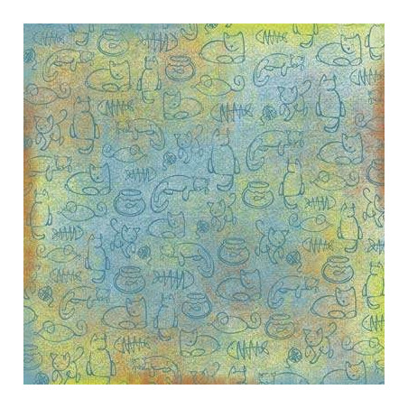 Papel Decorado Scrapbook - Karen Foster - Kitty and Friends - 30x30 cm