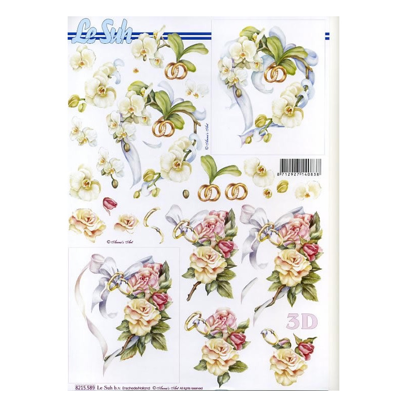 Papel 3D Alianças e Flores