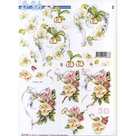 Papel 3D Alianças e Flores