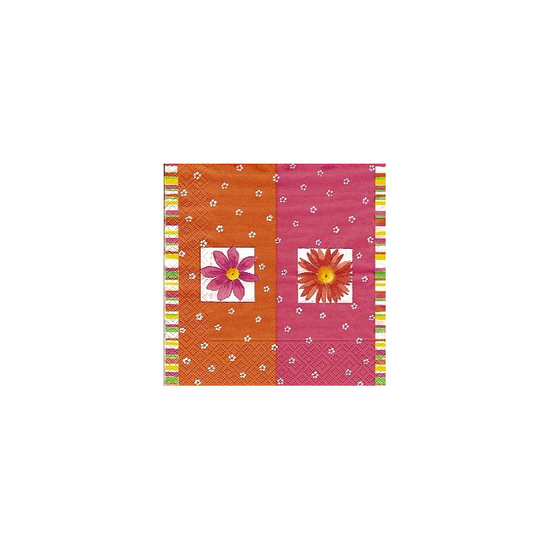 Guardanapo para Decoupage - Pink and Orange Flowers