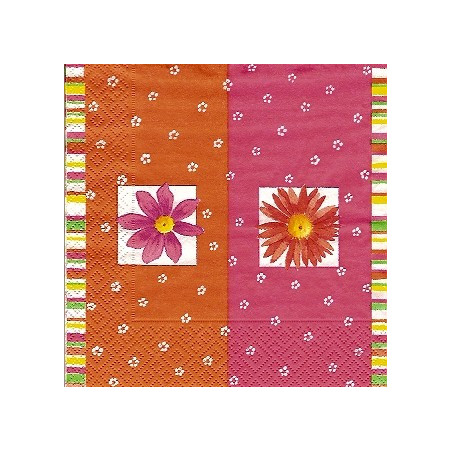 Guardanapo para Decoupage - Pink and Orange Flowers