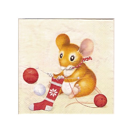 Guardanapo Knitting Mice