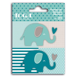 Formas pré-cortadas (die-cuts) Elefantes azul-toupeira