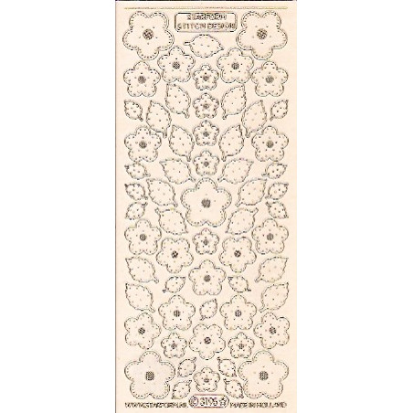 Autocolantes Flores - transparente/dourado