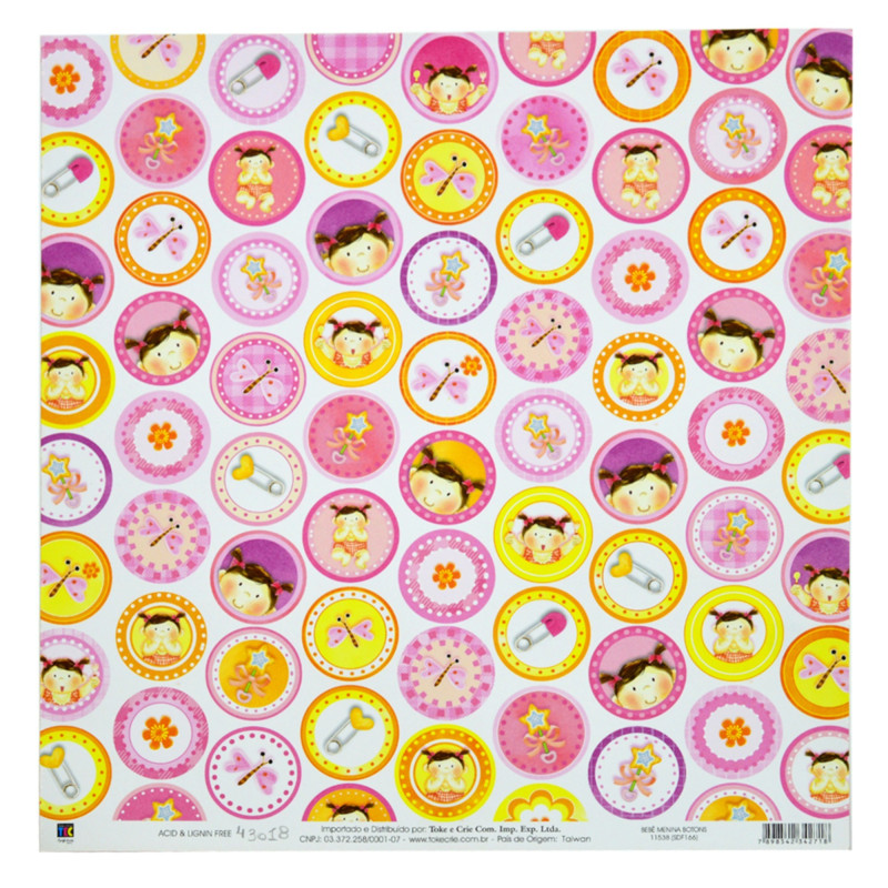 Papel TEC - Bebe Menina Botons