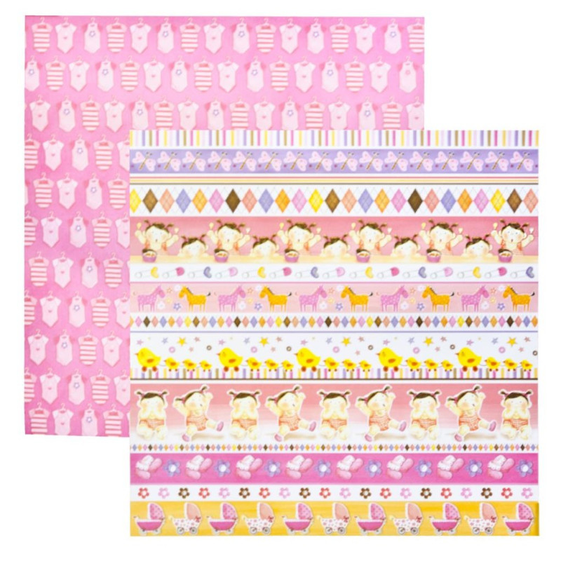 Papel TEC - Bebe Menina Barrinhas