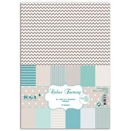 Conjunto Papéis A4 - Toga - Color Factory - Nascimento - Turquesa