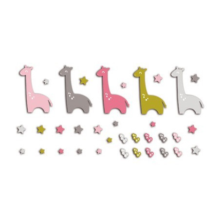 Formas pré-cortadas (die-cuts) Girafas Rosas e Verdes