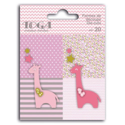 Formas pré-cortadas (die-cuts) Girafas Rosas e Verdes