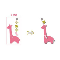 Formas pré-cortadas (die-cuts) Girafas Rosas e Verdes