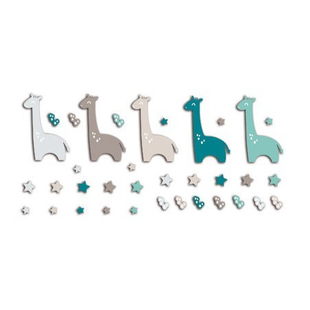 Formas pré-cortadas (die-cuts) Girafas Azul / Toupeira
