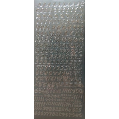 Autocolantes Alfabeto Maiusculas Italico - silver/prateado