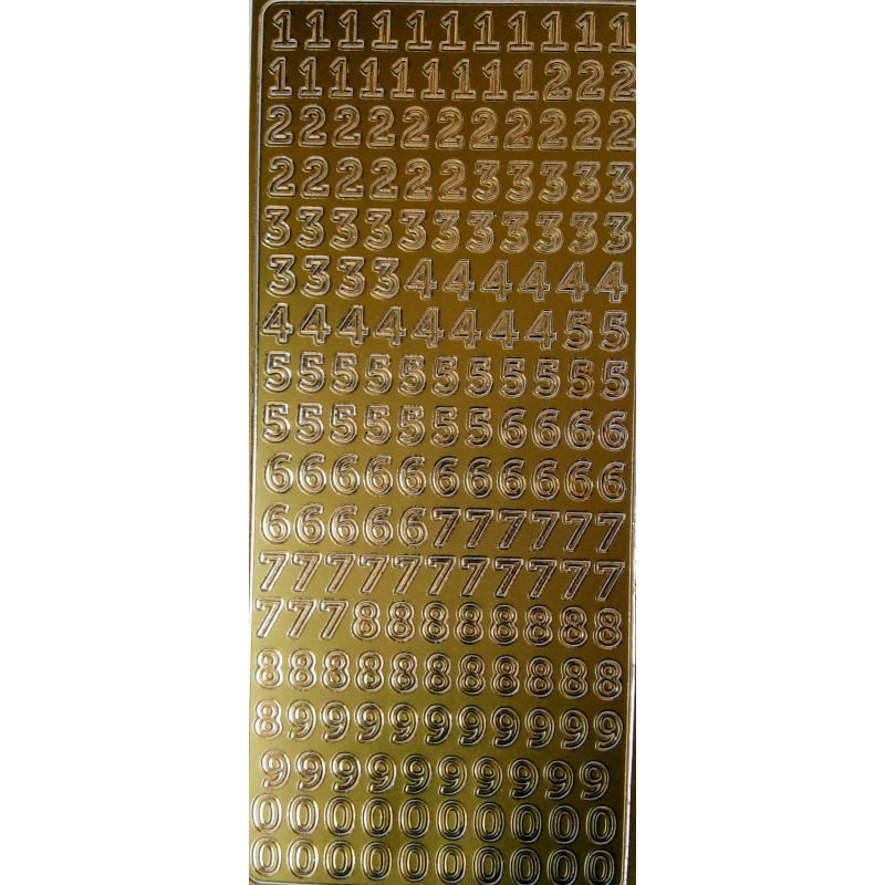 Autocolantes Números letra imprensa - gold/dourado