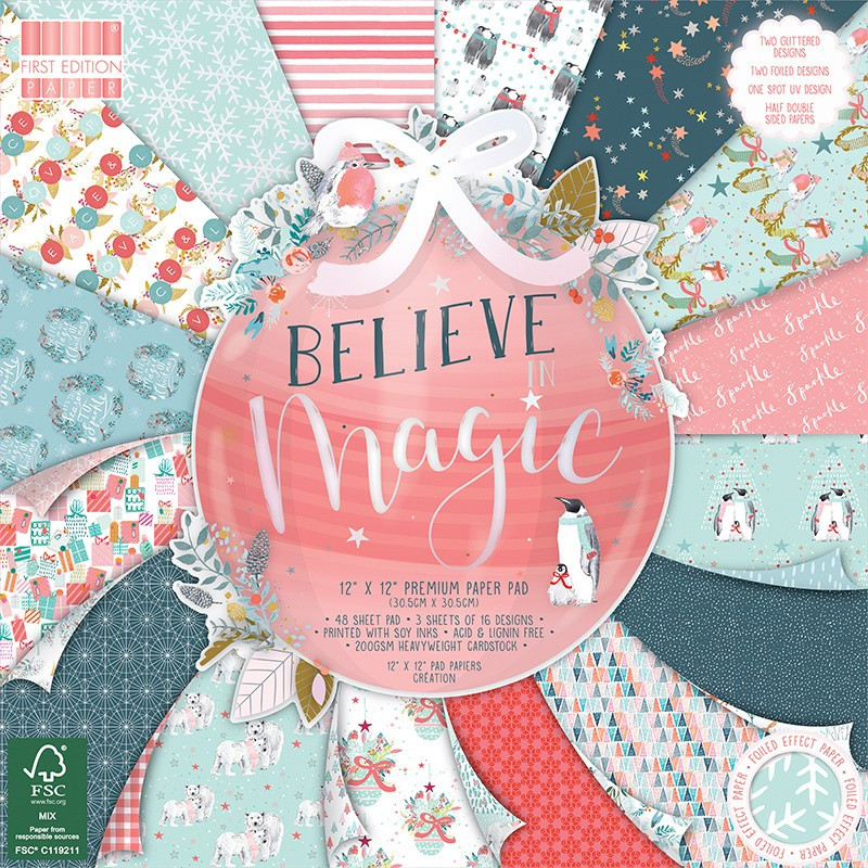 Bloco Papel Scrapbooking 30 x 30 cm (12 x 12'') - First Edition - Believe in Magic