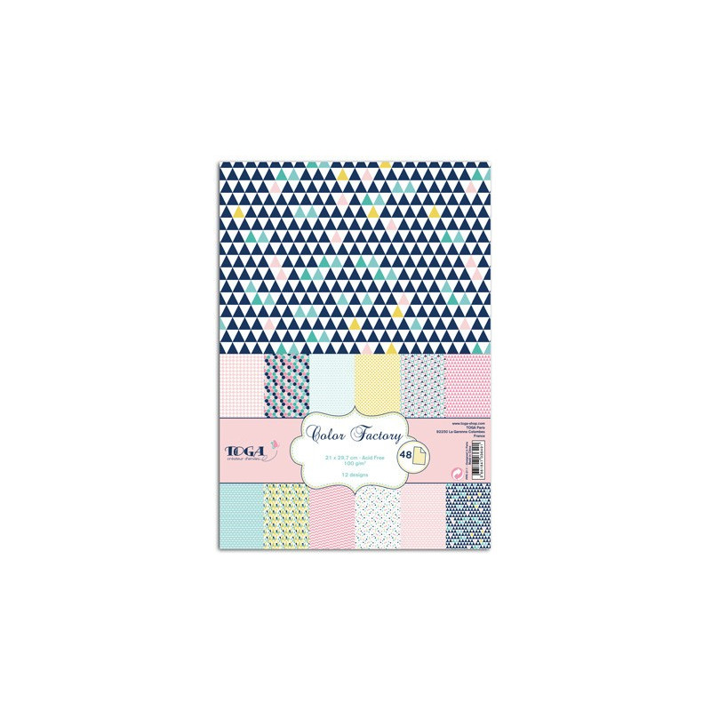 Conjunto Papéis A4 - Toga - Color Factory - Motivos Geometricos Pastel