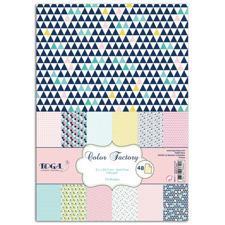 Conjunto Papéis A4 - Toga - Color Factory - Motivos Geometricos Pastel