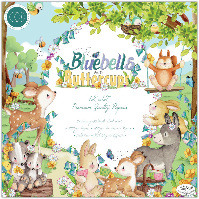 Bloco Papel Scrapbooking 30 x 30 cm (12 x 12'') - Craft Consortium - Bluebells and Buttercups