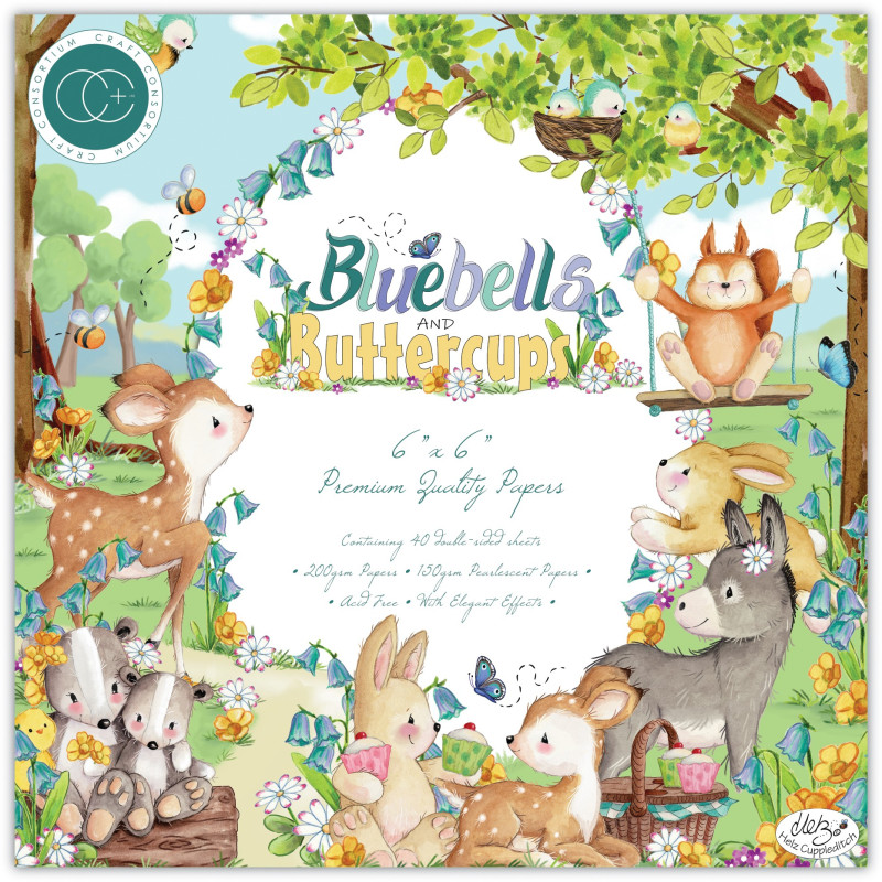 Bloco Papel Scrapbooking 15 x 15 cm (6 x 6'') - Craft Consortium - Bluebells and Buttercups